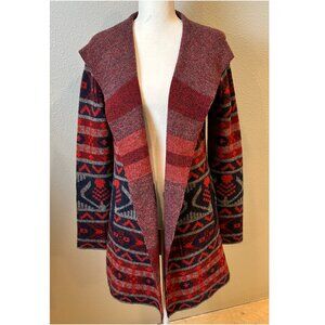 Toad & Co Merritt Heartfelt Hoodie Open Cardigan Boiled Lambswool Aztec - Small